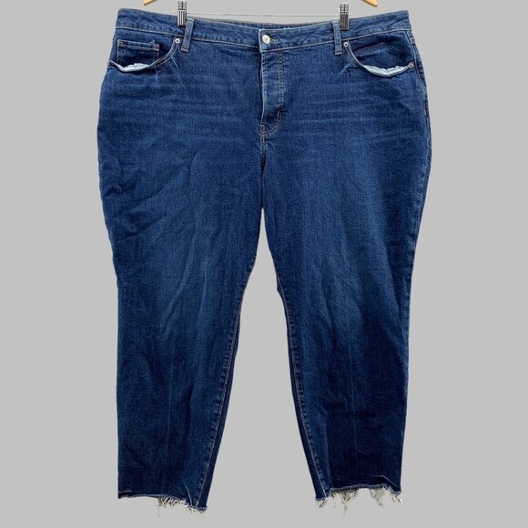 Old Navy Button Fly High Rise Curvy O.G. Straight Jeans Plus Size 22 Raw Hem - Picture 1 of 12